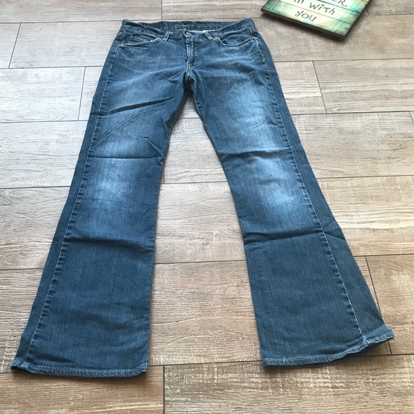 *SOLD*    Lucky Brand 🍀 Low Dungarees Blue Jeans - Picture 2 of 6